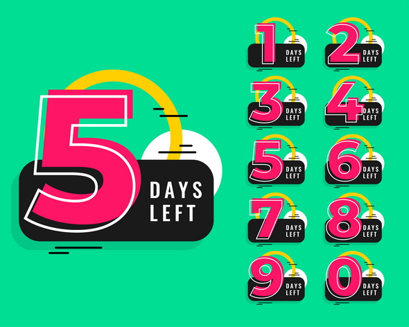 وکتور Number Of Days Left Design In Memphis Style