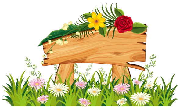 وکتور Freepik Wooden Sign In Grass With Flowers